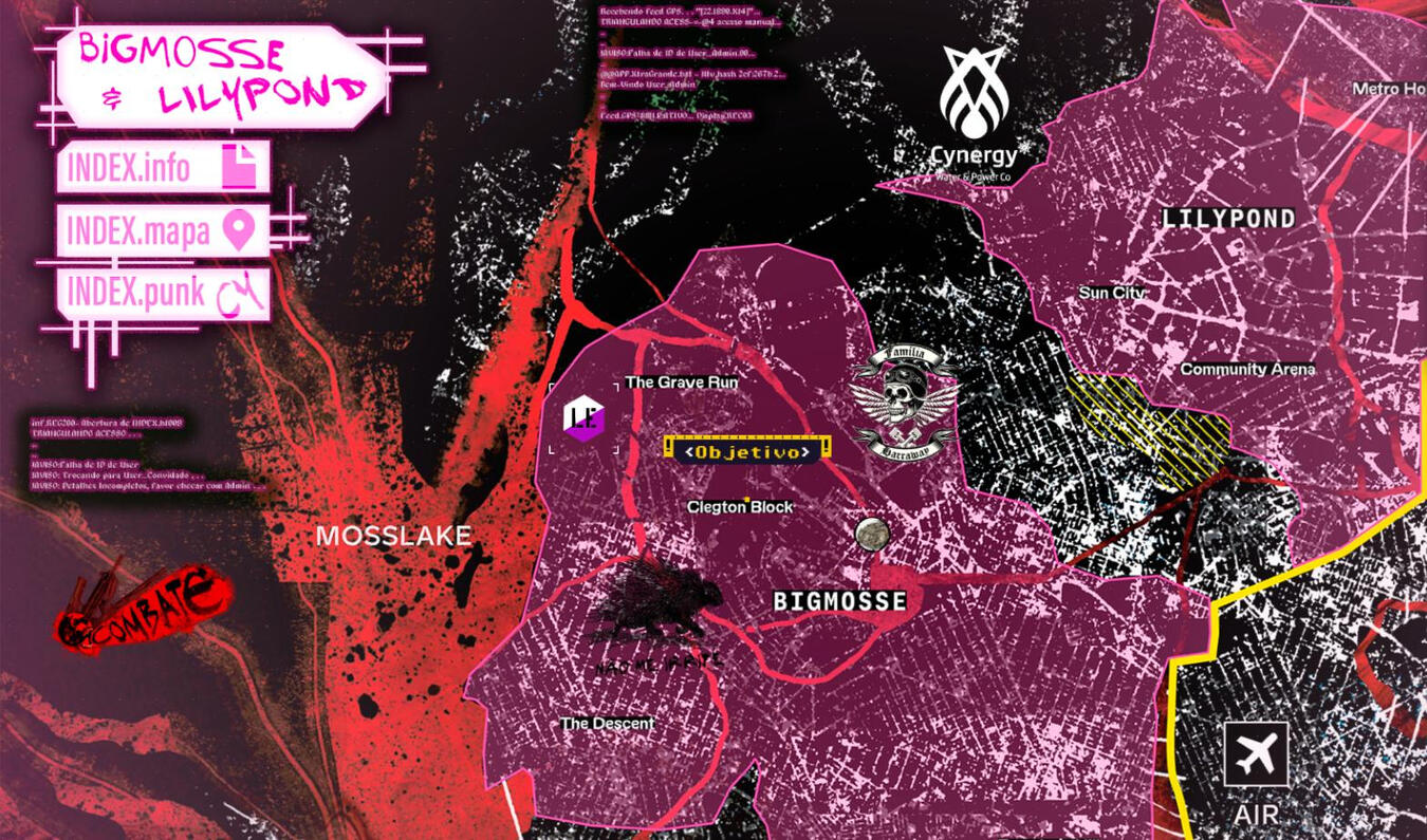 O norte de CY nas favelas de Bigmosse e Lillypond, onde uma fração do mapa é jogado.